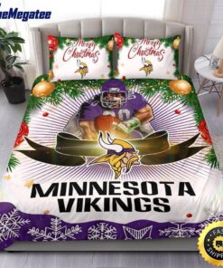 NFL Minnesota Vikings Bedding Sets Merry Christmas Quilt Bedding Sets 2025