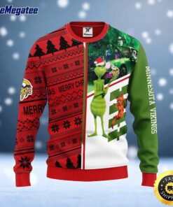 NFL Minnesota Vikings Ugly Sweater Grinch & Scooby Doo Ugly Christmas Sweater For Fans