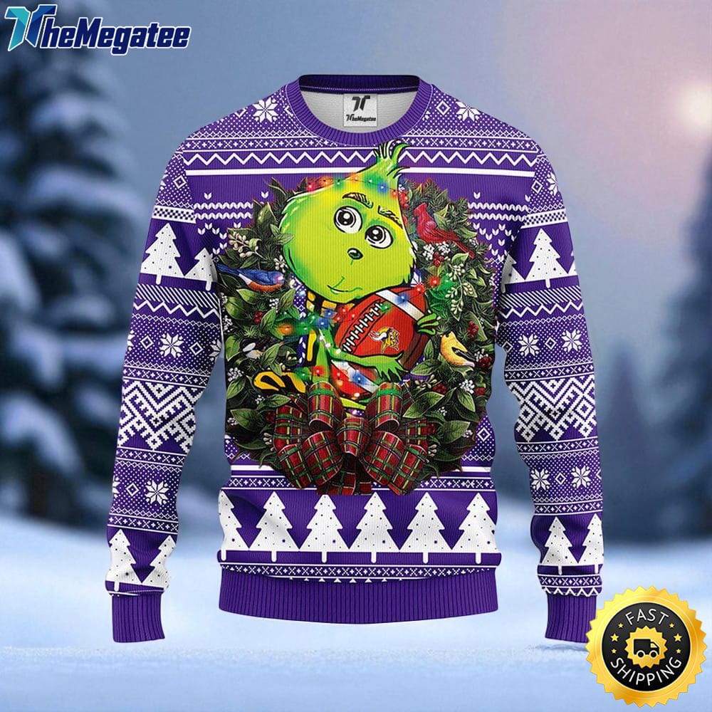 NFL Minnesota Vikings Ugly Sweater Grinch Hug Ugly Christmas Sweater For Fans NFL Minnesota Vikings Ugly Sweater Grinch Hug Ugly Christmas Sweater For Fans