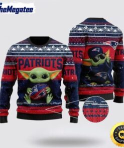 NFL New England Patriots Christmas Ugly Christmas Sweater Baby Yoda 3D Sweater