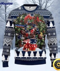 NFL New England Patriots Ugly Christmas Sweater Tree, NFL Christmas Sweater