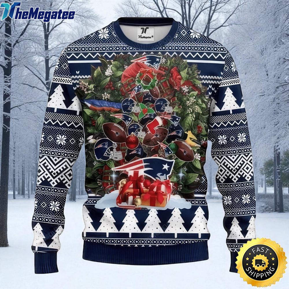NFL New England Patriots Ugly Christmas Sweater Tree, NFL Christmas Sweater NFL New England Patriots Ugly Christmas Sweater Tree, NFL Christmas Sweater