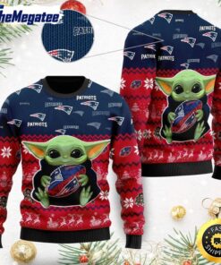 NFL New England Patriots Ugly Christmas Sweater, Baby Yoda Sweater for Christmas 2025