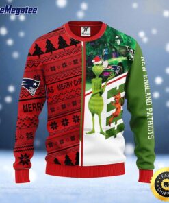 NFL New England Patriots Ugly Sweater Grinch & Scooby Doo Ugly Christmas Sweater For Fans