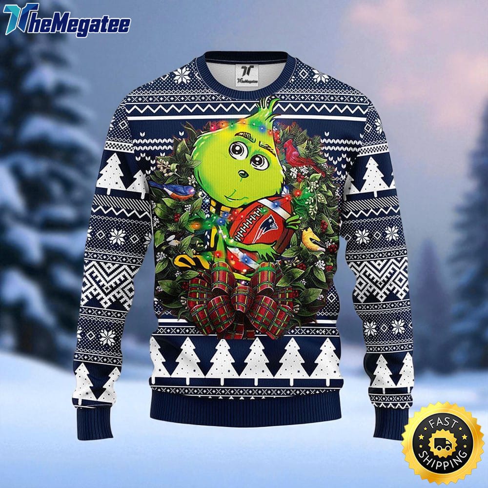 NFL New England Patriots Ugly Sweater Grinch Hug Ugly Christmas Sweater For Fans NFL New England Patriots Ugly Sweater Grinch Hug Ugly Christmas Sweater For Fans