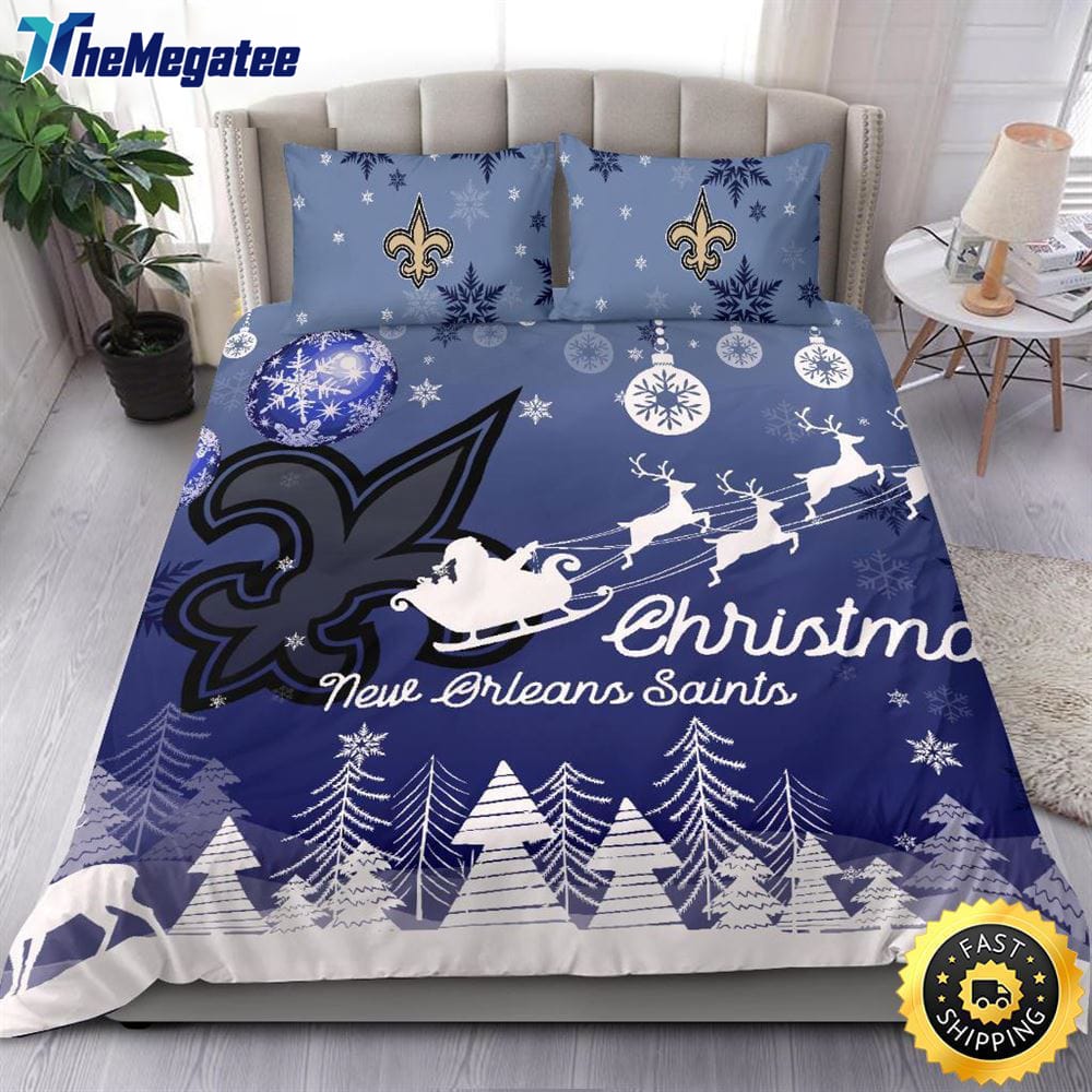 NFL New Orleans Saints Bedding Sets Santa Claus Sleigh And Reindeer Christmas Quilt Bedding Sets 2025 NFL New Orleans Saints Bedding Sets Santa Claus Sleigh And Reindeer Christmas Quilt Bedding Sets 2025