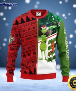 NFL New Orleans Saints Ugly Sweater Grinch & Scooby Doo Ugly Christmas Sweater For Fans