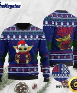 NFL New York Giants Ugly Christmas Sweater Baby Yoda 3D Sweater