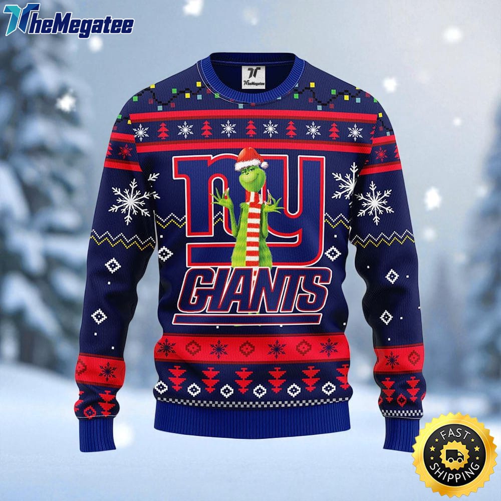 NFL New York Giants Ugly Sweater Funny Grinch Ugly Christmas Sweater For Fans NFL New York Giants Ugly Sweater Funny Grinch Ugly Christmas Sweater For Fans