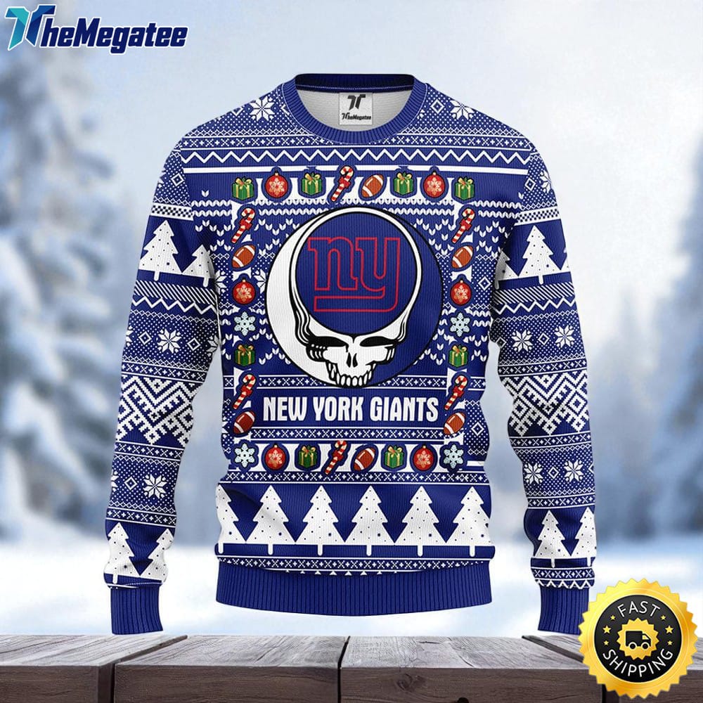 NFL New York Giants Ugly Sweater Grateful Dead Ugly Christmas Fleece Sweater For Fans NFL New York Giants Ugly Sweater Grateful Dead Ugly Christmas Fleece Sweater For Fans