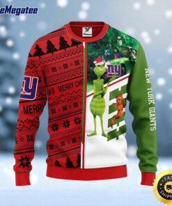 NFL New York Giants Ugly Sweater Grinch & Scooby Doo Ugly Christmas Sweater For Fans