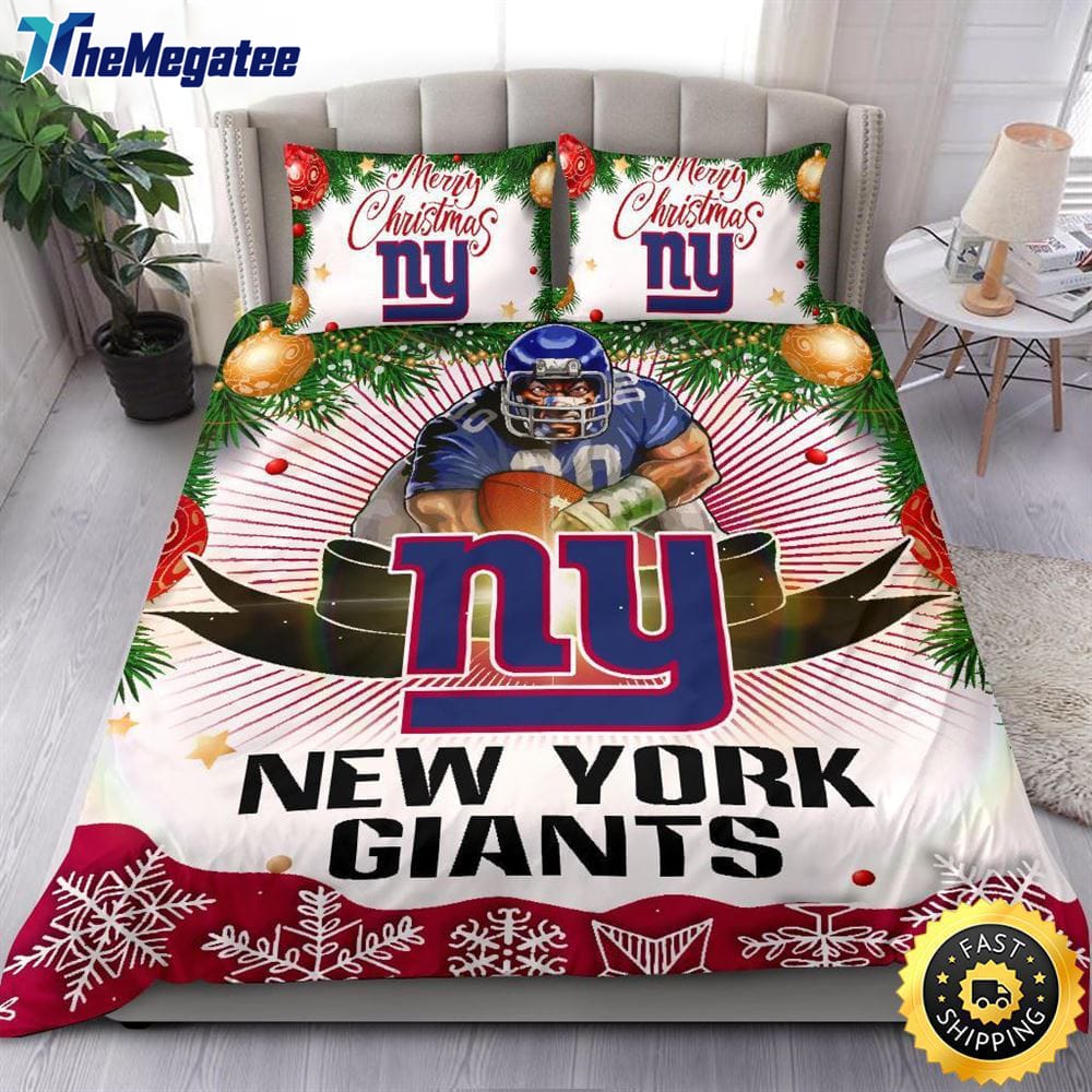 NFL New York Giants Bedding Sets Merry Christmas Quilt Bedding Sets 2025 NFL New York Giants Bedding Sets Merry Christmas Quilt Bedding Sets 2025