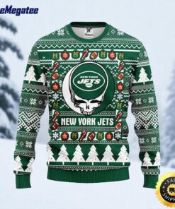NFL New York Jets Ugly Sweater Grateful Dead Ugly Christmas Fleece Sweater For Fans