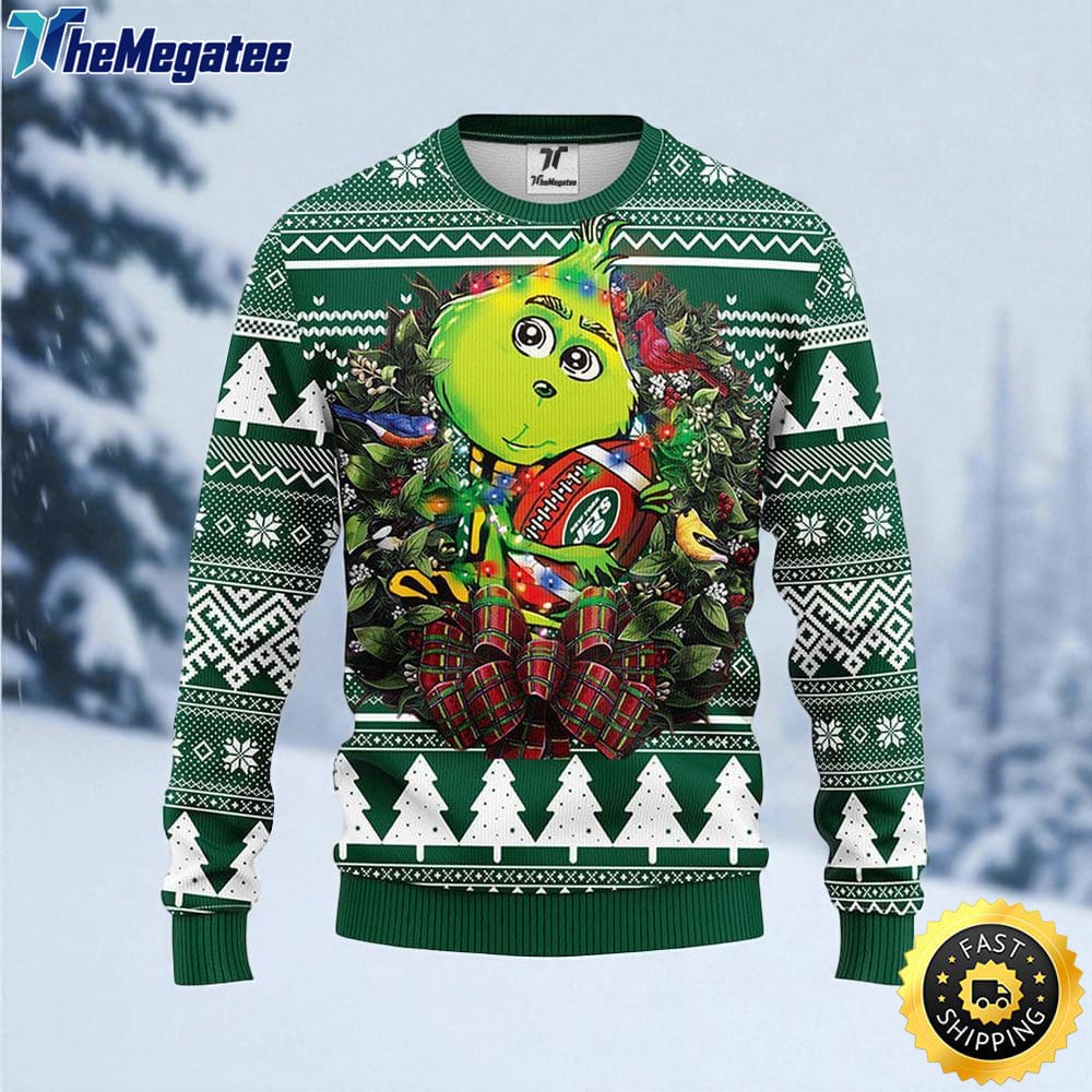 NFL New York Jets Ugly Sweater Grinch Hug Ugly Christmas Sweater For Fans NFL New York Jets Ugly Sweater Grinch Hug Ugly Christmas Sweater For Fans