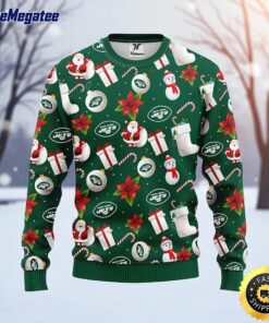 NFL New York Jets Ugly Sweater Santa Claus Snowman Ugly Christmas Sweater For Fans
