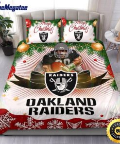 NFL Oakland Raiders Bedding Sets Merry Christmas Quilt Bedding Sets 2025