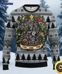 NFL Oakland Raiders Ugly Christmas Sweater Ball Pine Tree, NFL Christmas Sweater