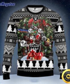 NFL Oakland Raiders Ugly Christmas Sweater Tree, NFL Christmas Sweater