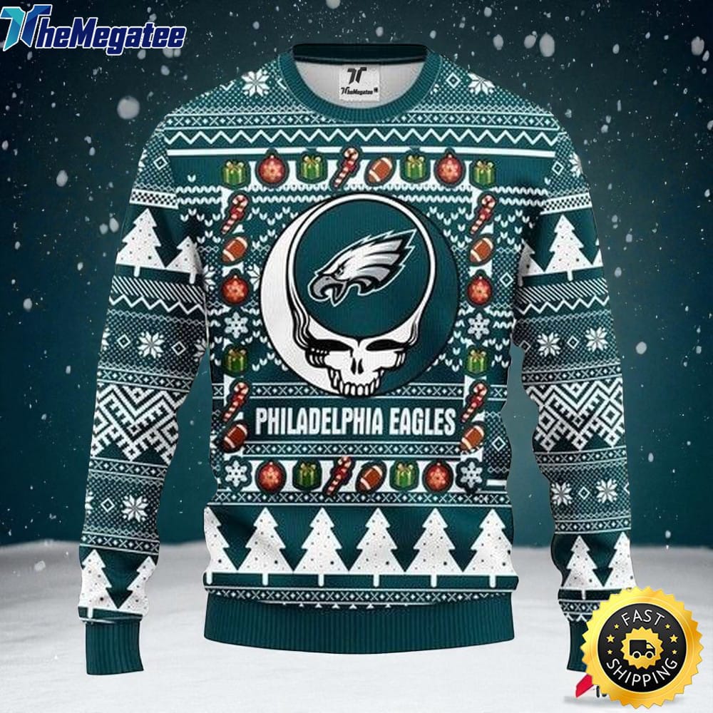 NFL Philadelphia Eagles Ugly Christmas Sweater The Intelligence Of The Skull Unisex Sweater NFL Philadelphia Eagles Ugly Christmas Sweater The Intelligence Of The Skull Unisex Sweater