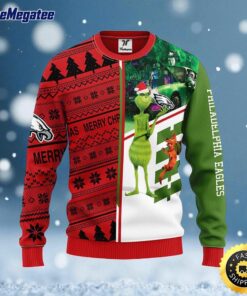NFL Philadelphia Eagles Ugly Sweater Grinch & Scooby Doo Ugly Christmas Sweater For Fans