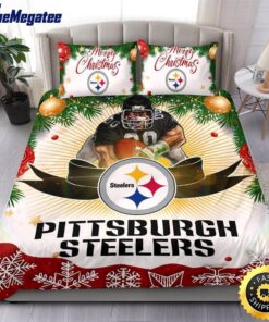 NFL Pittsburgh Steelers Bedding Sets Merry Christmas Quilt Bedding Sets 2025