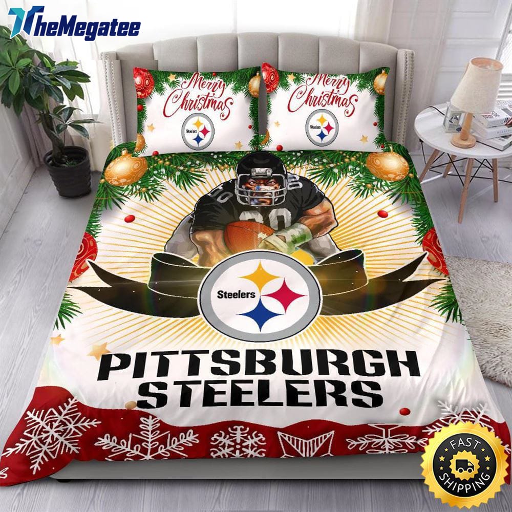 NFL Pittsburgh Steelers Bedding Sets Merry Christmas Quilt Bedding Sets 2025 NFL Pittsburgh Steelers Bedding Sets Merry Christmas Quilt Bedding Sets 2025