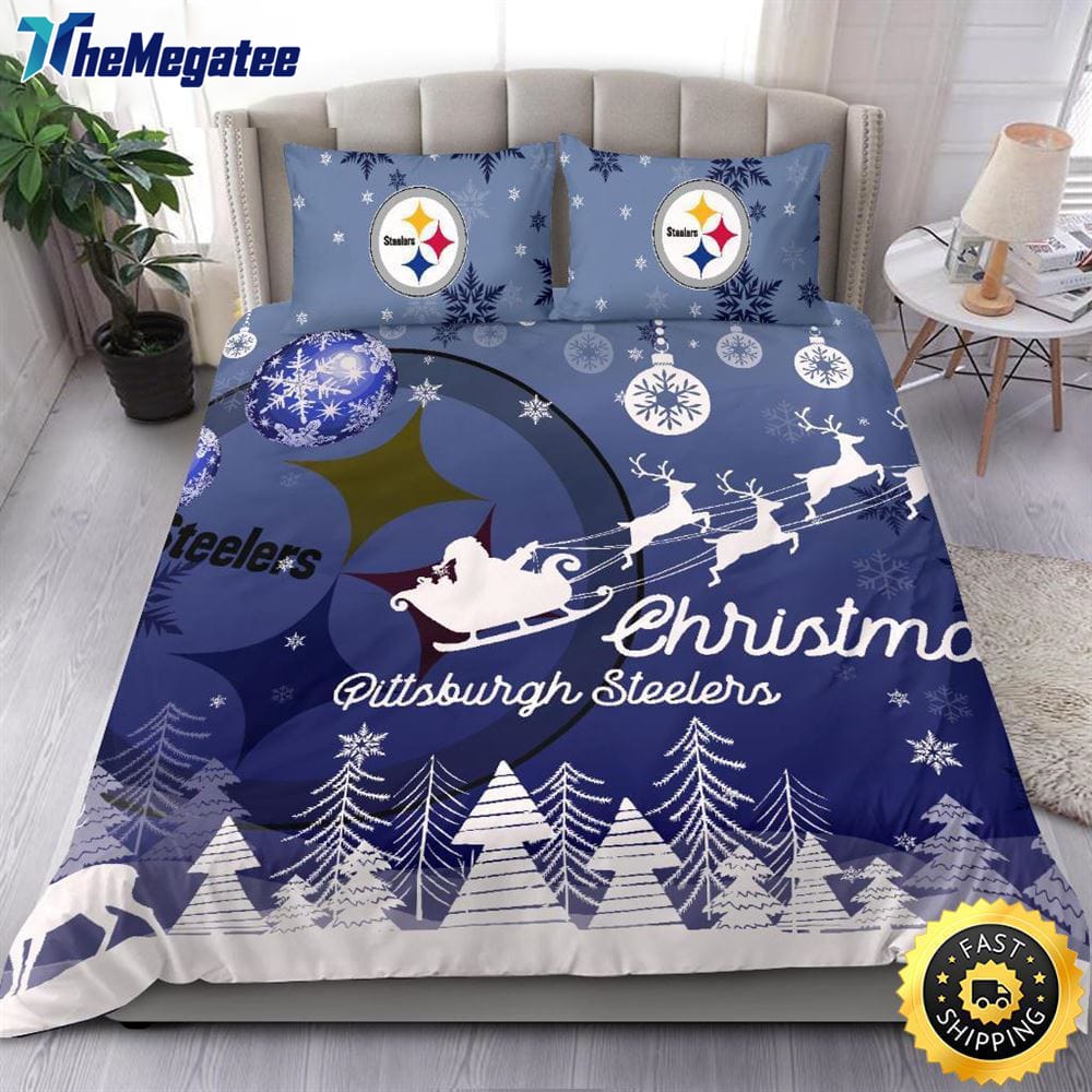 NFL Pittsburgh Steelers Bedding Sets Santa Claus Sleigh And Reindeer Christmas Quilt Bedding Sets 2025 NFL Pittsburgh Steelers Bedding Sets Santa Claus Sleigh And Reindeer Christmas Quilt Bedding Sets 2025