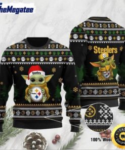 NFL Pittsburgh Steelers Ugly Christmas Sweater Baby Yoda 3D Sweater