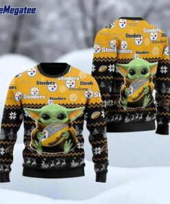 NFL Pittsburgh Steelers Ugly Christmas Sweater Baby Yoda Unisex Sweater