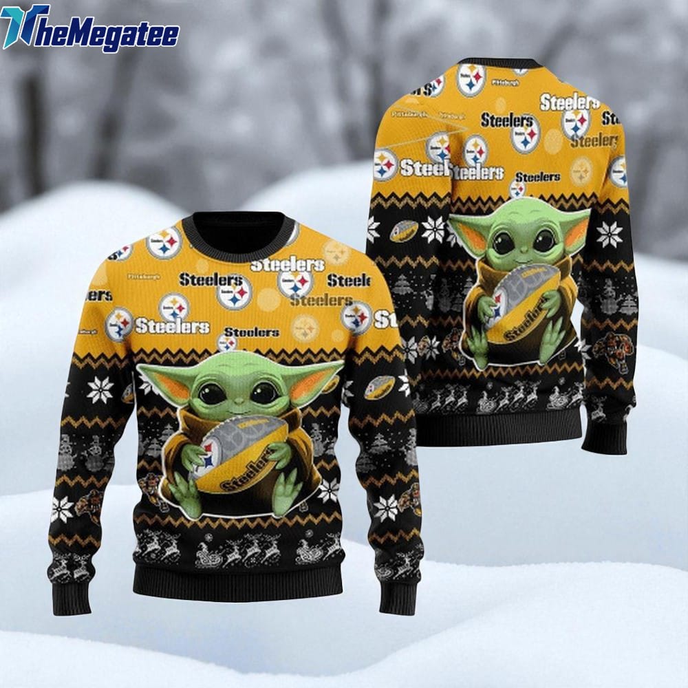 NFL Pittsburgh Steelers Ugly Christmas Sweater Baby Yoda Unisex Sweater NFL Pittsburgh Steelers Ugly Christmas Sweater Baby Yoda Unisex Sweater