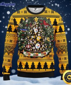 NFL Pittsburgh Steelers Ugly Christmas Sweater Ball Pine Tree, NFL Christmas Sweater