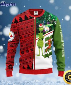 NFL Pittsburgh Steelers Ugly Sweater Grinch & Scooby Doo Ugly Christmas Sweater For Fans