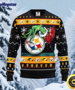 NFL Pittsburgh Steelers Ugly Sweater The Hand Of Grinch Ugly Christmas Sweater For Fans