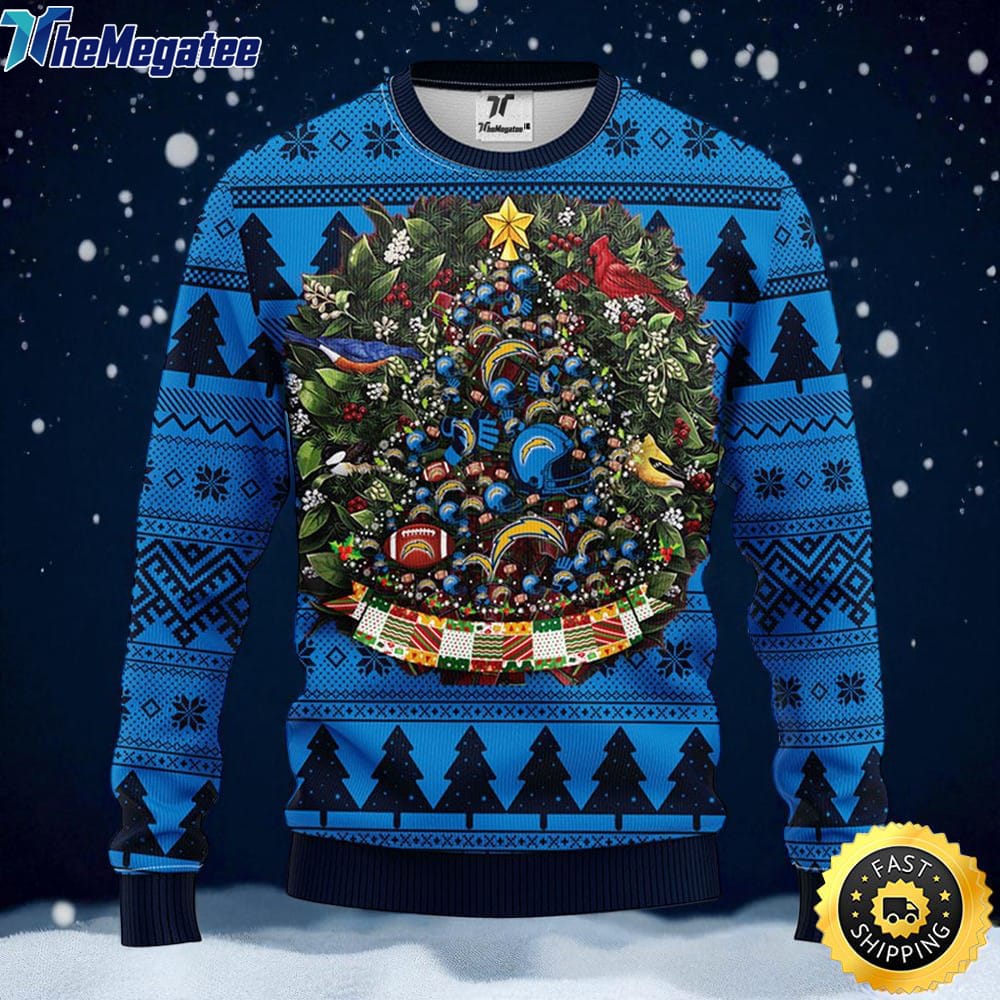 NFL San Diego Chargers Ugly Christmas Sweater Ball Pine Tree, NFL Christmas Sweater NFL San Diego Chargers Ugly Christmas Sweater Ball Pine Tree, NFL Christmas Sweater