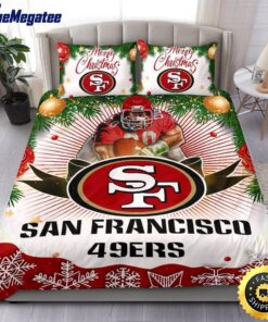 NFL San Francisco 49ers Bedding Sets Merry Christmas Quilt Bedding Sets 2025