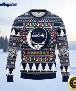 NFL Seattle Seahawks Ugly Sweater Grateful Dead Ugly Christmas Fleece Sweater For Fans