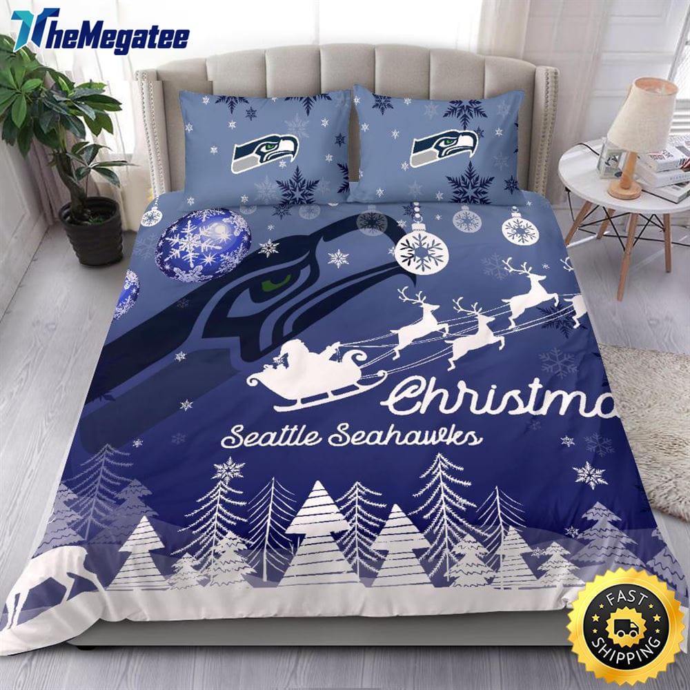 NFL Seattle Seahawks Bedding Sets Santa Claus Sleigh And Reindeer Christmas Quilt Bedding Sets 2025 NFL Seattle Seahawks Bedding Sets Santa Claus Sleigh And Reindeer Christmas Quilt Bedding Sets 2025