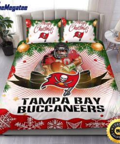 NFL Tampa Bay Buccaneers Bedding Sets Merry Christmas Quilt Bedding Sets 2025