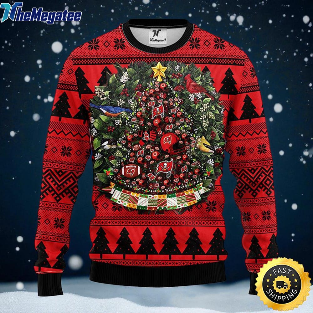 NFL Tampa Bay Buccaneers Ugly Christmas Sweater Ball Pine Tree, NFL Christmas Sweater NFL Tampa Bay Buccaneers Ugly Christmas Sweater Ball Pine Tree, NFL Christmas Sweater