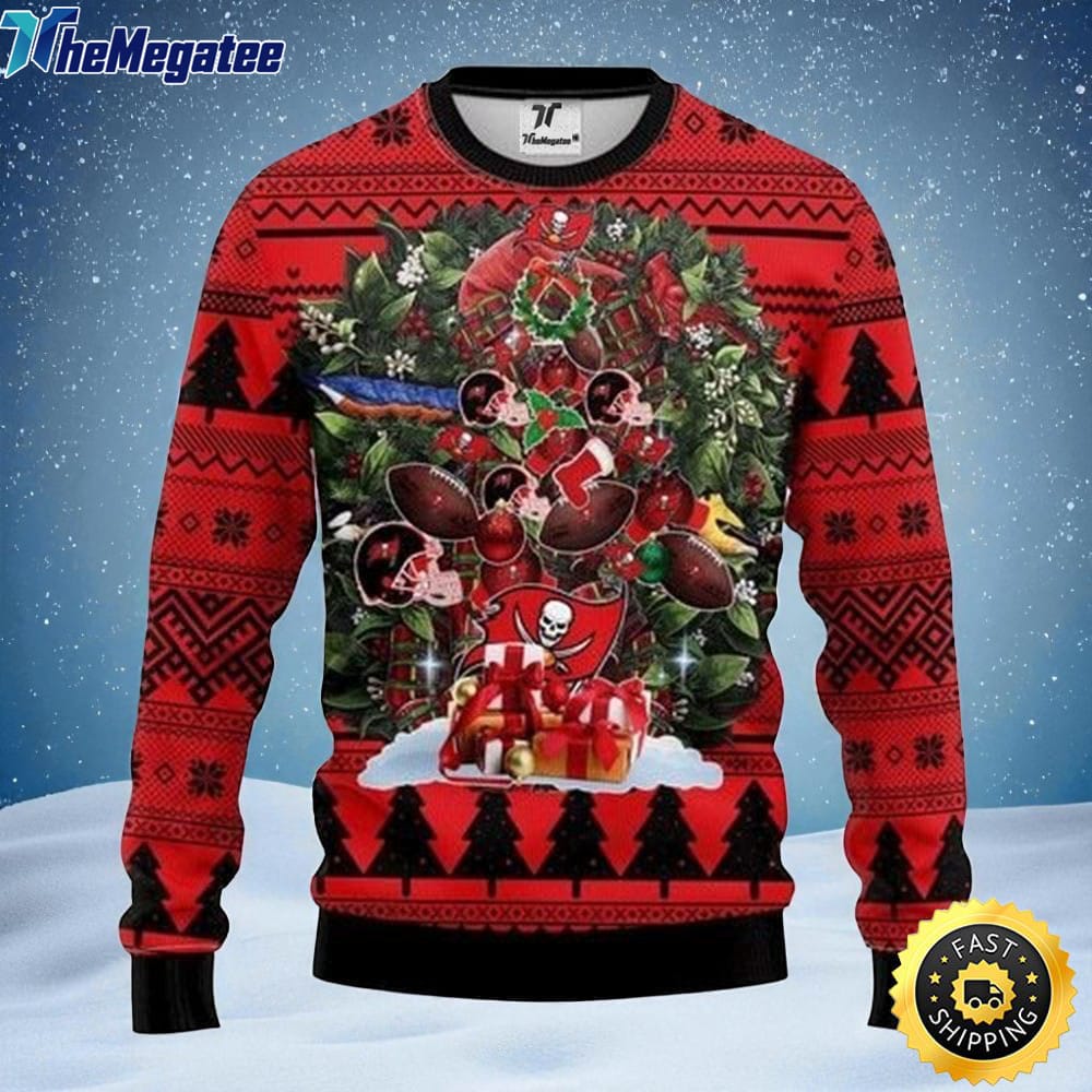 NFL Tampa Bay Buccaneers Ugly Christmas Sweater Tree, NFL Christmas Sweater NFL Tampa Bay Buccaneers Ugly Christmas Sweater Tree, NFL Christmas Sweater