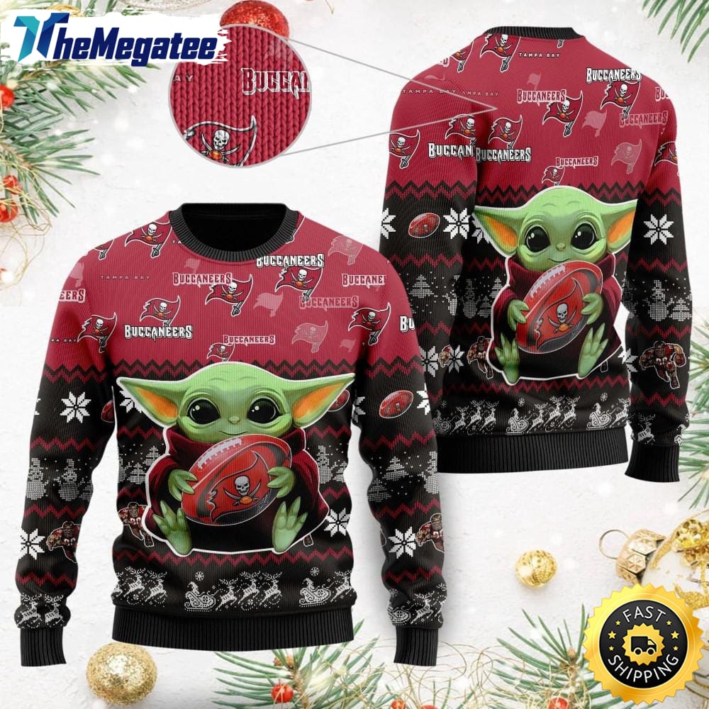 NFL Tampa Bay Buccaneers Ugly Christmas Sweater, Baby Yoda Sweater for Christmas 2025 NFL Tampa Bay Buccaneers Ugly Christmas Sweater, Baby Yoda Sweater for Christmas 2025