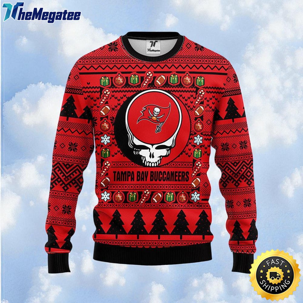 NFL Tampa Bay Buccaneers Ugly Sweater Grateful Dead Ugly Christmas Fleece Sweater For Fans NFL Tampa Bay Buccaneers Ugly Sweater Grateful Dead Ugly Christmas Fleece Sweater For Fans