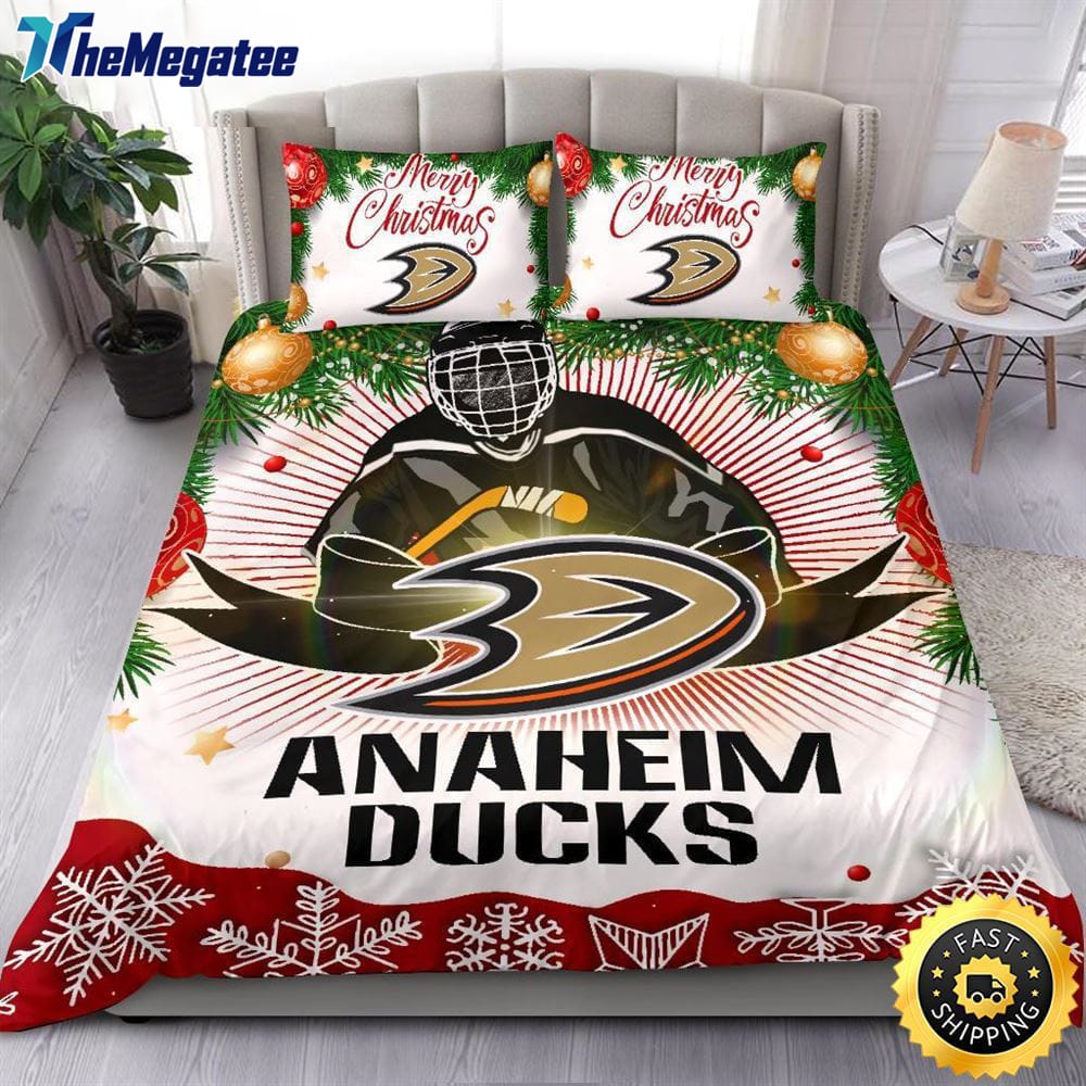 NHL Anaheim Ducks Bedding Sets Merry Christmas Quilt Bedding Sets 2025 NHL Anaheim Ducks Bedding Sets Merry Christmas Quilt Bedding Sets 2025
