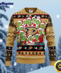 NHL Anaheim Ducks Ugly Sweater 12 Expressions Of Grinch During The Christmas Season Sweater For Fans