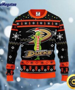 NHL Anaheim Ducks Ugly Sweater Funny Grinch Ugly Christmas Sweater For Fans