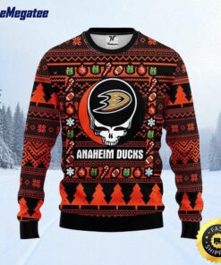 NHL Anaheim Ducks Ugly Sweater Grateful Dead Ugly Christmas Fleece Sweater For Fans