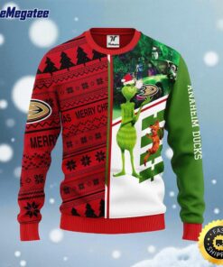 NHL Anaheim Ducks Ugly Sweater Grinch And Scooby doo Ugly Christmas Sweater For Fans