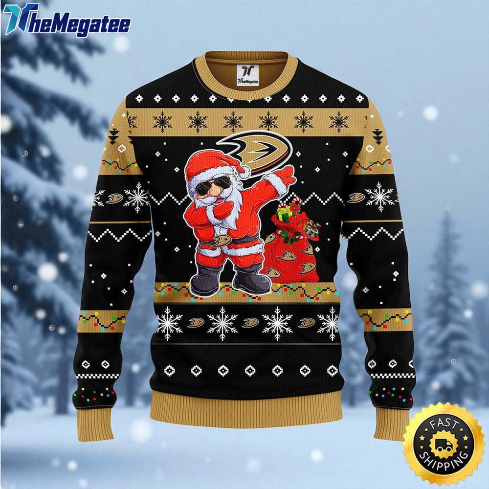 NHL Anaheim Ducks Ugly Sweater Santa Claus Ugly Christmas Sweater For Fans NHL Anaheim Ducks Ugly Sweater Santa Claus Ugly Christmas Sweater For Fans