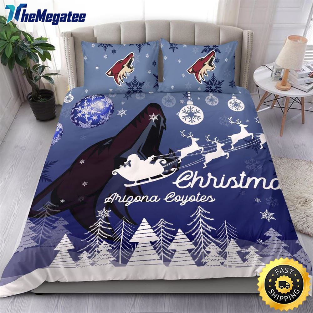 NHL Arizona Coyotes Bedding Sets Santa Claus Sleigh And Reindeer Christmas Quilt Bedding Sets 2025 NHL Arizona Coyotes Bedding Sets Santa Claus Sleigh And Reindeer Christmas Quilt Bedding Sets 2025