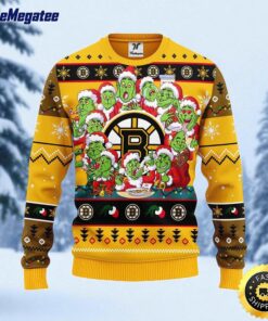 NHL Boston Bruins Ugly Sweater 12 Expressions Of Grinch During The Christmas Season Sweater For Fans